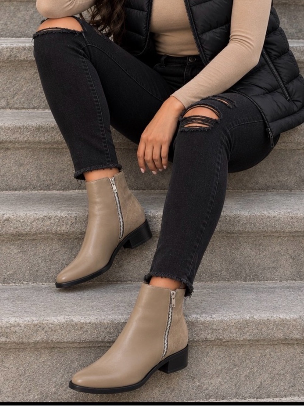 3.1 PHILLIP LIM Alexa Ankle Boots Leather Suede Combo Taupe 6.5 MSRP $525 NWT